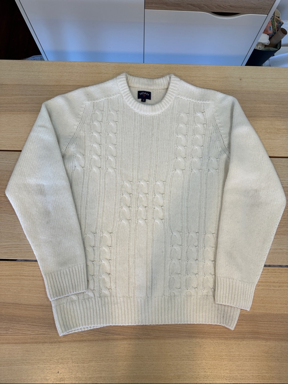Noah Cream Cable Knit Crewneck Sweater